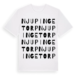 Njupingetorp ordlek t-shirt – ekologisk bomull t-shirt från Pinshirt