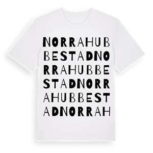 Norra Hubbestad ordlek t-shirt – ekologisk bomull t-shirt från Pinshirt