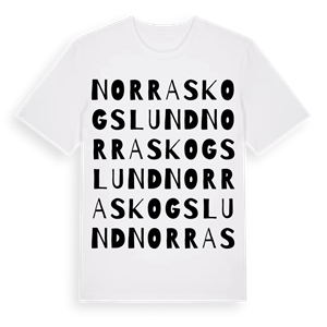 Norra Skogslund ordlek t-shirt – ekologisk bomull t-shirt från Pinshirt