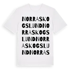 Norra Skogslund ordlek t-shirt – ekologisk bomull t-shirt från Pinshirt