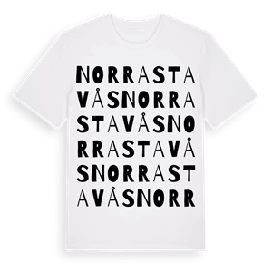 Norra Stavås ordlek t-shirt – ekologisk bomull t-shirt från Pinshirt