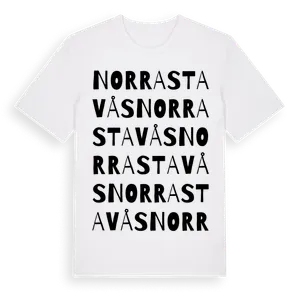 Norra Stavås ordlek t-shirt – ekologisk bomull t-shirt från Pinshirt