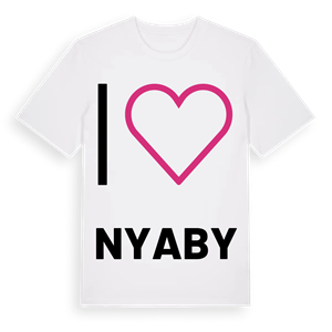 Jag älskar Nyaby t-shirt stort tryck – ekologisk bomull t-shirt från Pinshirt
