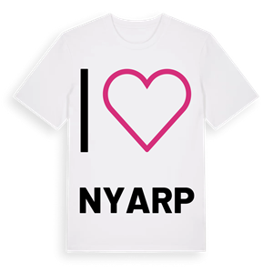 Jag älskar Nyarp t-shirt stort tryck – ekologisk bomull t-shirt från Pinshirt