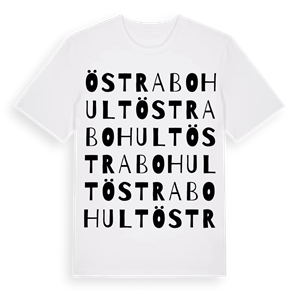 Östra Bohult ordlek t-shirt – ekologisk bomull t-shirt från Pinshirt
