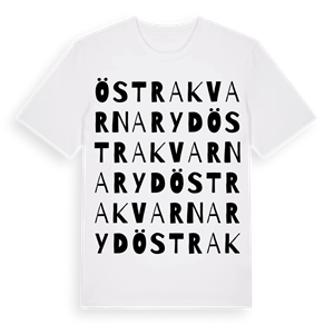 Östra Kvarnaryd ordlek t-shirt – ekologisk bomull t-shirt från Pinshirt