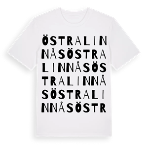 Östra Linnås ordlek t-shirt – ekologisk bomull t-shirt från Pinshirt