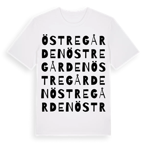 Östregården ordlek t-shirt – ekologisk bomull t-shirt från Pinshirt