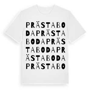 Prästaboda ordlek t-shirt – ekologisk bomull t-shirt från Pinshirt