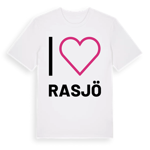 Jag älskar Rasjö t-shirt stort tryck – ekologisk bomull t-shirt från Pinshirt