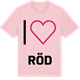 Pink Cotton t-shirt med Jag älskar Röd t-shirt stort tryck