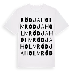 Rödjaholm ordlek t-shirt – ekologisk bomull t-shirt från Pinshirt