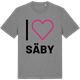 Mid Heather Gray t-shirt med Jag älskar Säby t-shirt stort tryck