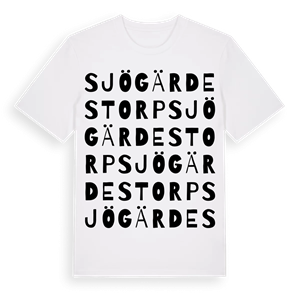 Sjögärdestorp ordlek t-shirt – ekologisk bomull t-shirt från Pinshirt