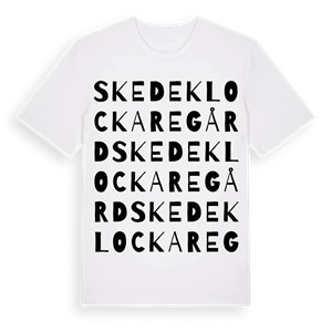 Skede Klockaregård ordlek t-shirt – ekologisk bomull t-shirt från Pinshirt