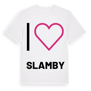 Jag älskar Slamby t-shirt stort tryck – ekologisk bomull t-shirt från Pinshirt