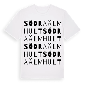 Södra Älmhult ordlek t-shirt – ekologisk bomull t-shirt från Pinshirt