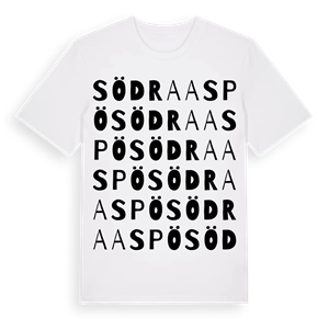 Södra Aspö ordlek t-shirt – ekologisk bomull t-shirt från Pinshirt