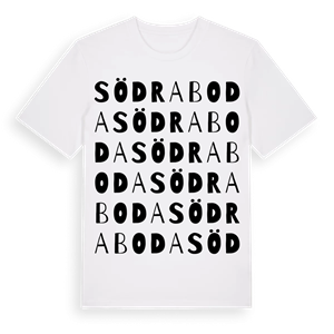 Södra Boda ordlek t-shirt – ekologisk bomull t-shirt från Pinshirt