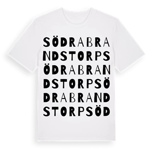 Södra Brandstorp ordlek t-shirt – ekologisk bomull t-shirt från Pinshirt