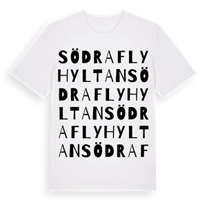 Södra Flyhyltan ordlek t-shirt – ekologisk bomull t-shirt från Pinshirt