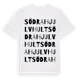 White t-shirt med Södra Hjulvhult ordlek t-shirt
