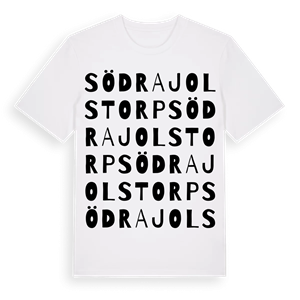 Södra Jolstorp ordlek t-shirt – ekologisk bomull t-shirt från Pinshirt