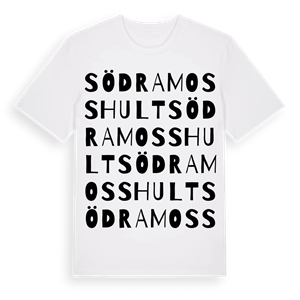Södra Mosshult ordlek t-shirt – ekologisk bomull t-shirt från Pinshirt