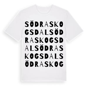 Södra skogsdal ordlek t-shirt – ekologisk bomull t-shirt från Pinshirt