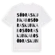White t-shirt med Södra Skunkabo ordlek t-shirt