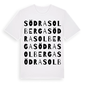 Södra Solberga ordlek t-shirt – ekologisk bomull t-shirt från Pinshirt