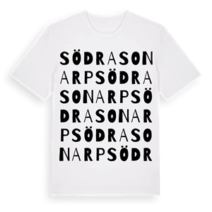 Södra Sonarp ordlek t-shirt – ekologisk bomull t-shirt från Pinshirt