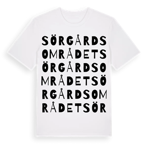 Sörgårdsområdet ordlek t-shirt – ekologisk bomull t-shirt från Pinshirt