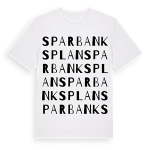 Sparbanksplan ordlek t-shirt – ekologisk bomull t-shirt från Pinshirt