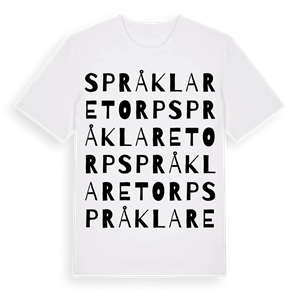 Språklaretorp ordlek t-shirt – ekologisk bomull t-shirt från Pinshirt