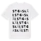 White t-shirt med Stigaskäl ordlek t-shirt