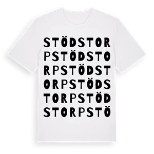 Stödstorp ordlek t-shirt – ekologisk bomull t-shirt från Pinshirt