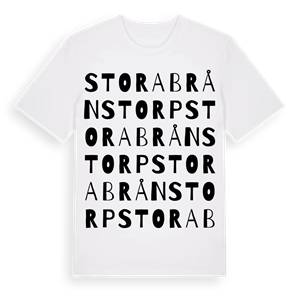 Stora Brånstorp ordlek t-shirt – ekologisk bomull t-shirt från Pinshirt