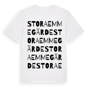 Stora Emmegärde ordlek t-shirt – ekologisk bomull t-shirt från Pinshirt