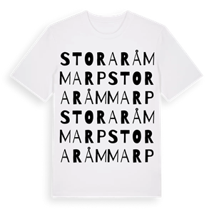 Stora Råmmarp ordlek t-shirt – ekologisk bomull t-shirt från Pinshirt