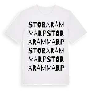 Stora Råmmarp ordlek t-shirt – ekologisk bomull t-shirt från Pinshirt