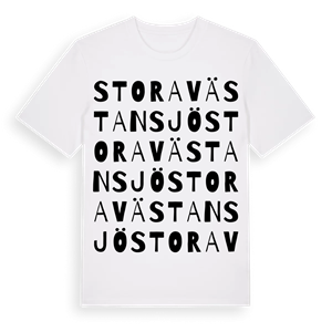 Stora Västansjö ordlek t-shirt – ekologisk bomull t-shirt från Pinshirt
