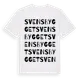 White t-shirt med Svensbygget ordlek t-shirt
