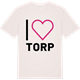 Vintage White t-shirt med Jag älskar Torp t-shirt stort tryck