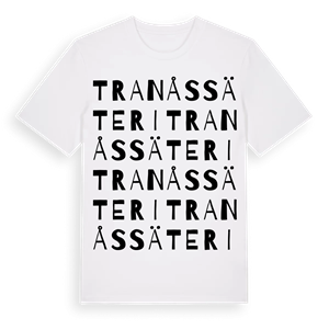 Tranås säteri ordlek t-shirt – ekologisk bomull t-shirt från Pinshirt
