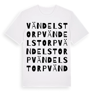 Vändelstorp ordlek t-shirt – ekologisk bomull t-shirt från Pinshirt