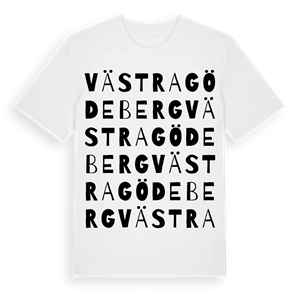 Västra Gödeberg ordlek t-shirt – ekologisk bomull t-shirt från Pinshirt