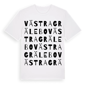 Västra Grälebo ordlek t-shirt – ekologisk bomull t-shirt från Pinshirt