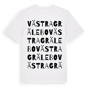 Västra Grälebo ordlek t-shirt – ekologisk bomull t-shirt från Pinshirt