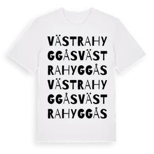Västra Hyggås ordlek t-shirt – ekologisk bomull t-shirt från Pinshirt